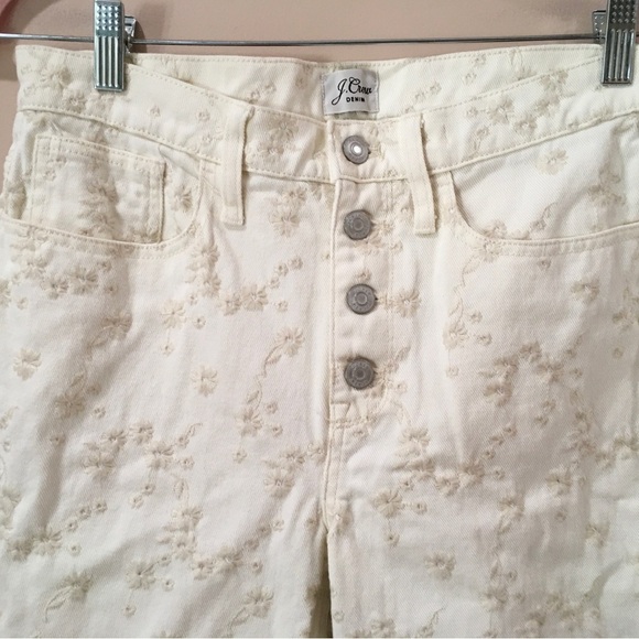 New J.CREW DENIM Size 28 Billie Demi Boot Cut Crop Jean Eyelet Cream - Picture 7 of 12